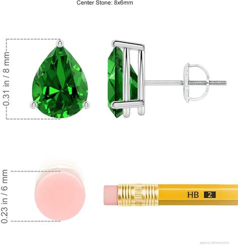 ANGARA Lab-Grown Pear-Shaped Stud Earrings in 14K Solid Gold/Sterling Silver/Platinum for Women | Birthstone Jewelry | Birthday | Anniversary | Blue Sapphire | Emerald | Ruby in Kuwait
