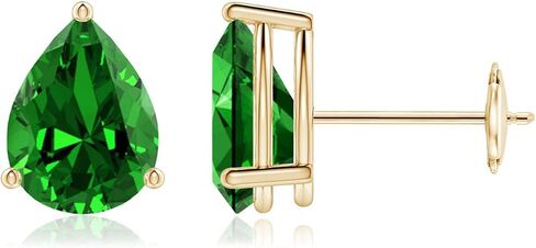 ANGARA Lab-Grown Pear-Shaped Stud Earrings in 14K Solid Gold/Sterling Silver/Platinum for Women | Birthstone Jewelry | Birthday | Anniversary | Blue Sapphire | Emerald | Ruby in Kuwait