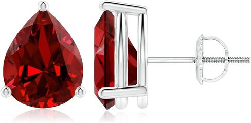 ANGARA Lab-Grown Pear-Shaped Stud Earrings in 14K Solid Gold/Sterling Silver/Platinum for Women | Birthstone Jewelry | Birthday | Anniversary | Blue Sapphire | Emerald | Ruby in Kuwait