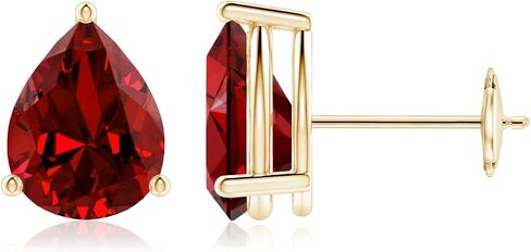 ANGARA Lab-Grown Pear-Shaped Stud Earrings in 14K Solid Gold/Sterling Silver/Platinum for Women | Birthstone Jewelry | Birthday | Anniversary | Blue Sapphire | Emerald | Ruby in Kuwait