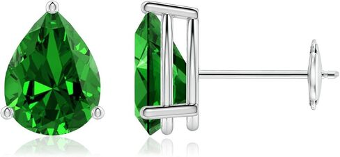 ANGARA Lab-Grown Pear-Shaped Stud Earrings in 14K Solid Gold/Sterling Silver/Platinum for Women | Birthstone Jewelry | Birthday | Anniversary | Blue Sapphire | Emerald | Ruby in Kuwait