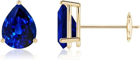 ANGARA Lab-Grown Pear-Shaped Stud Earrings in 14K Solid Gold/Sterling Silver/Platinum for Women | Birthstone Jewelry | Birthday | Anniversary | Blue Sapphire | Emerald | Ruby in Kuwait