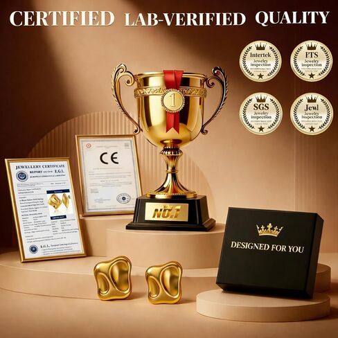 Musment® Gold Earrings for Women, 14K Gold Plated Chunky Stud Earrings, Lightweight Hypoallergenic Statement Earrings for Sensitive Ears, Daily Wear, Trendy Jewelry Gift Box in Saudi Arabia