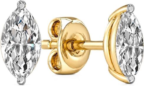 Diamond Stud Earrings for Women | 1/4-5 CTTW Certified Lab Grown Diamond Studs | 14K Solid White or Yellow Gold | Variety of Shapes to Choose From | Certified by Gemologists in Kuwait