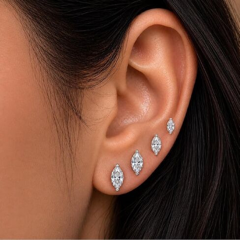 Diamond Stud Earrings for Women | 1/4-5 CTTW Certified Lab Grown Diamond Studs | 14K Solid White or Yellow Gold | Variety of Shapes to Choose From | Certified by Gemologists in Kuwait