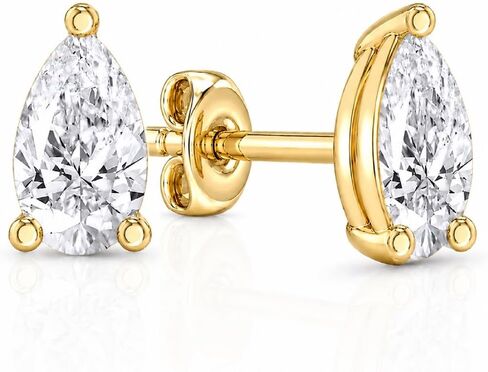 Diamond Stud Earrings for Women | 1/4-5 CTTW Certified Lab Grown Diamond Studs | 14K Solid White or Yellow Gold | Variety of Shapes to Choose From | Certified by Gemologists in Kuwait