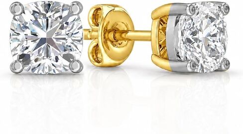 Diamond Stud Earrings for Women | 1/4-5 CTTW Certified Lab Grown Diamond Studs | 14K Solid White or Yellow Gold | Variety of Shapes to Choose From | Certified by Gemologists in Kuwait