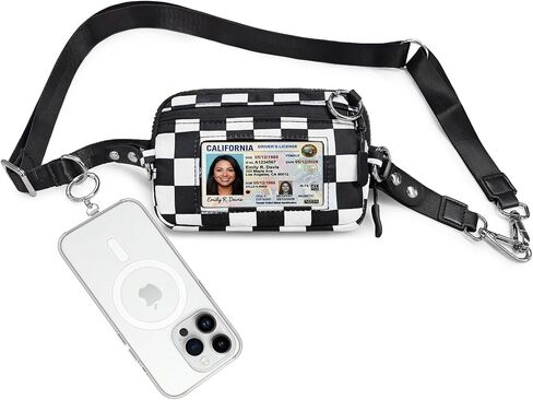 CYSIYU Small Crossbody Bag with Phone Lanyard and Wrist Strap Mini Checkered 4.5x6.5 Purse with RFID Clip and Go for Travel in Saudi Arabia