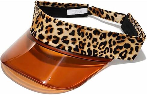 Adjustable Leopard Print Sun Visor Hat with UV Protection, Comfortable Headband Sun Hat for Outdoor Activities, Sports, Beach, Golf Brown in Saudi Arabia
