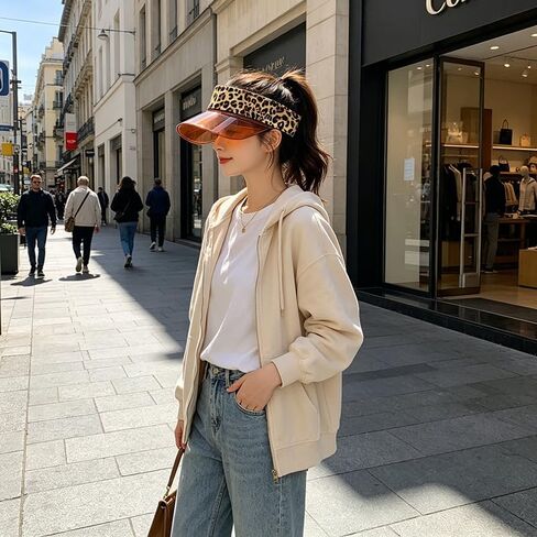 Adjustable Leopard Print Sun Visor Hat with UV Protection, Comfortable Headband Sun Hat for Outdoor Activities, Sports, Beach, Golf Brown in Saudi Arabia