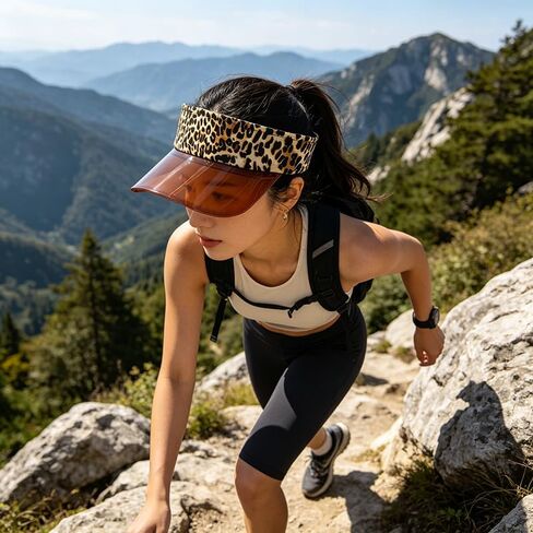 Adjustable Leopard Print Sun Visor Hat with UV Protection, Comfortable Headband Sun Hat for Outdoor Activities, Sports, Beach, Golf Brown in Saudi Arabia