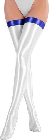 FEOYA Women's Shiny Oily Glossy Seamless Smooth Tights Stockings Opaque Long Stockings Over Knee Cosplay Socks in Kuwait