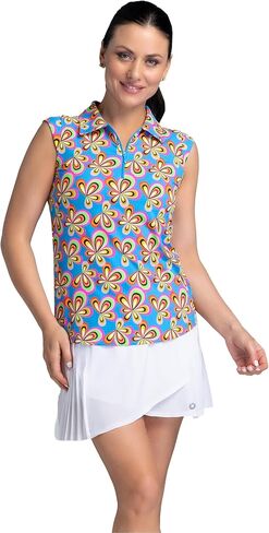 IBKUL Athleisure Wear Sun Protective UPF 50+ Icefil Cooling Arya Print Sleeveless Polo - 14109 in Kuwait