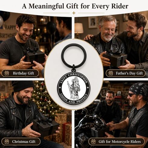 Motorcycle Keychain for Men, Saint Christopher Biker Prayer Keychain, Ride Safe Come Home Safe, Christian Motorcycle Rider Gifts in Saudi Arabia