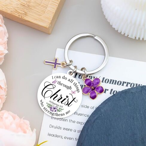 Christian Keychain For Women Girl Jesus Keychain Baptism Gifts For Women Religious Bible Verse Keychain Cross Key Chain Faith Based Gifts I Can Do All Things Through Christ in Saudi Arabia
