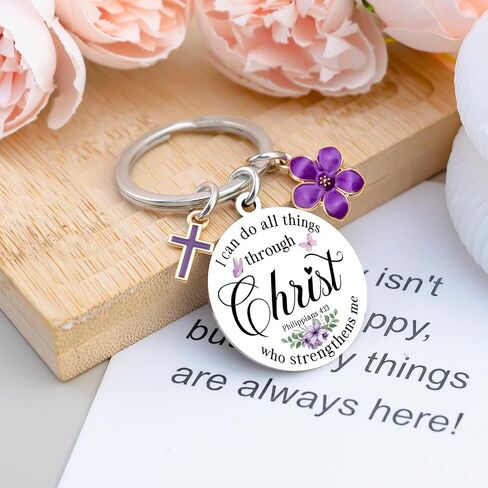 Christian Keychain For Women Girl Jesus Keychain Baptism Gifts For Women Religious Bible Verse Keychain Cross Key Chain Faith Based Gifts I Can Do All Things Through Christ in Saudi Arabia