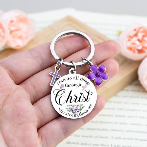 Christian Keychain For Women Girl Jesus Keychain Baptism Gifts For Women Religious Bible Verse Keychain Cross Key Chain Faith Based Gifts I Can Do All Things Through Christ in Saudi Arabia