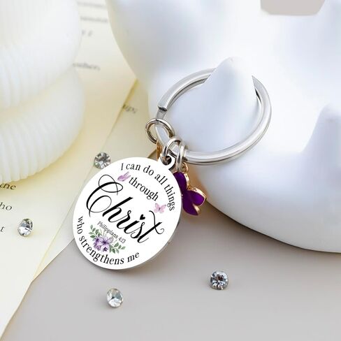 Christian Keychain For Women Girl Jesus Keychain Baptism Gifts For Women Religious Bible Verse Keychain Cross Key Chain Faith Based Gifts I Can Do All Things Through Christ in Saudi Arabia