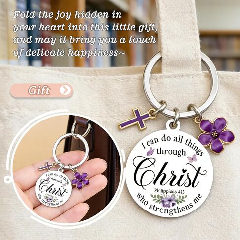 Christian Keychain For Women Girl Jesus Keychain Baptism Gifts For Women Religious Bible Verse Keychain Cross Key Chain Faith Based Gifts I Can Do All Things Through Christ in Saudi Arabia