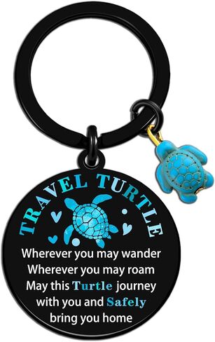 Travel Turtle Keychain Travel Gifts for Women Men Good Luck Charm Sea Turtle Gifts for Turtle Lovers Cute Travel Accessories Traveling Gift Ideas Unique Birthday Christmas Stocking Stuffers in Kuwait