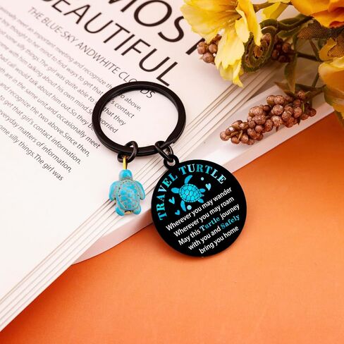 Travel Turtle Keychain Travel Gifts for Women Men Good Luck Charm Sea Turtle Gifts for Turtle Lovers Cute Travel Accessories Traveling Gift Ideas Unique Birthday Christmas Stocking Stuffers in Kuwait