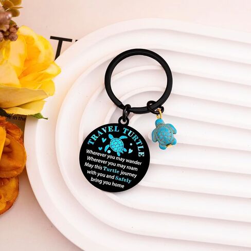 Travel Turtle Keychain Travel Gifts for Women Men Good Luck Charm Sea Turtle Gifts for Turtle Lovers Cute Travel Accessories Traveling Gift Ideas Unique Birthday Christmas Stocking Stuffers in Kuwait