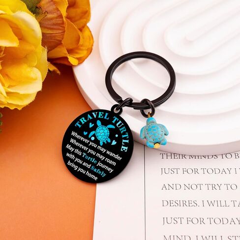 Travel Turtle Keychain Travel Gifts for Women Men Good Luck Charm Sea Turtle Gifts for Turtle Lovers Cute Travel Accessories Traveling Gift Ideas Unique Birthday Christmas Stocking Stuffers in Kuwait