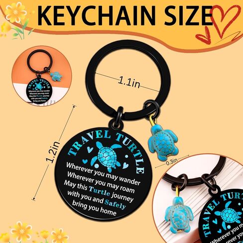 Travel Turtle Keychain Travel Gifts for Women Men Good Luck Charm Sea Turtle Gifts for Turtle Lovers Cute Travel Accessories Traveling Gift Ideas Unique Birthday Christmas Stocking Stuffers in Kuwait