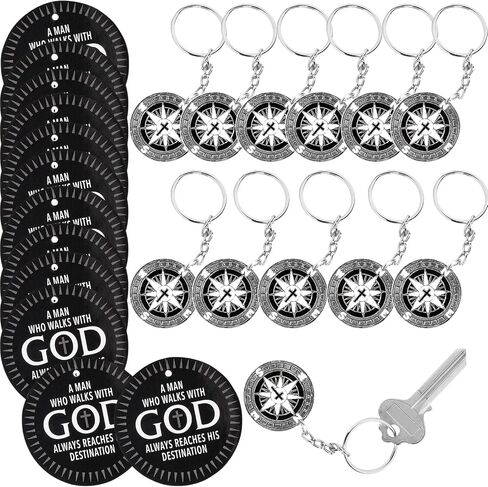 Fun Express Religious Father’s Day Compass Charm Keychains with Card, 12 Pieces in Kuwait