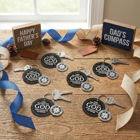 Fun Express Religious Father’s Day Compass Charm Keychains with Card, 12 Pieces in Kuwait