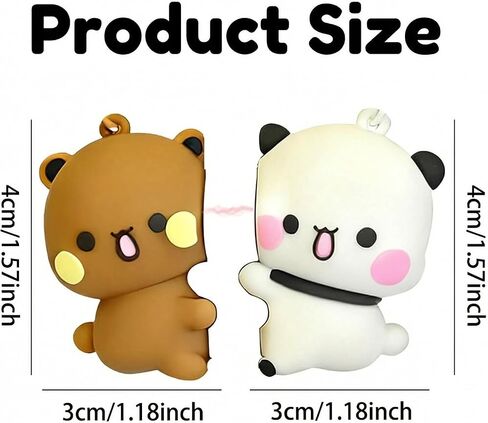 Set of 2 Cute Bubu and Dudu Magnetic Couple Keychains, Cartoon Bear Keychains, Perfect for Women's Backpacks, Car Keys, and as Valentine's Day Gifts in Saudi Arabia