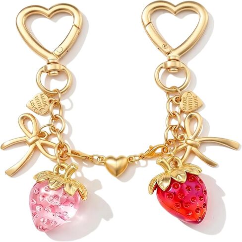 Cute Strawberry Keychains Friendship Couples Matching BFF Keychains for ToteBag Purse Charm Best Friends Gift in Saudi Arabia