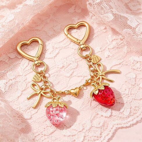 Cute Strawberry Keychains Friendship Couples Matching BFF Keychains for ToteBag Purse Charm Best Friends Gift in Saudi Arabia