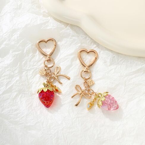Cute Strawberry Keychains Friendship Couples Matching BFF Keychains for ToteBag Purse Charm Best Friends Gift in Saudi Arabia