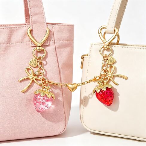 Cute Strawberry Keychains Friendship Couples Matching BFF Keychains for ToteBag Purse Charm Best Friends Gift in Saudi Arabia