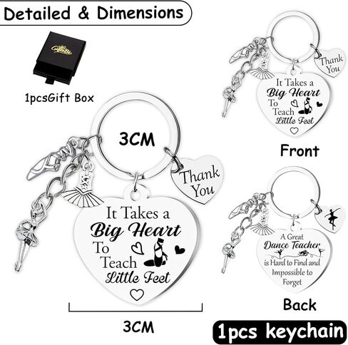 Dance Teacher Gifts Keychain, Ballet Instructor Appreciation Present, Thank You Teacher Gift Keyring for Dance Team in Kuwait