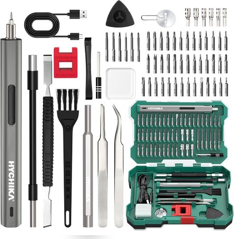 HYCHIKA Mini Electric Screwdriver,Precision Screwdriver Set with 46 Magnetic Bits, Cordless Screwdriver with LED Light, Magnetic Storage,Repair Tool Set for Phone Camera Laptop Watch in Kuwait