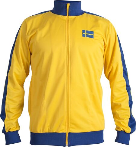 Sweden Sverige 1970's Retro National Swedese Football Jacket Tracksuit L Yellow in Kuwait