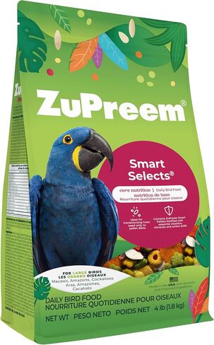 ZuPreem FruitBlend Bird Pellets, Daily Bird Food for Amazon, Cockatoo, Macaw, Core Nutrition for Large Birds, Made in USA, Macaw Food, Macaw Bird Food, Macaw Pellets (L, 17.5 lb) in Kuwait