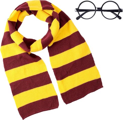 Halloween Wizard Costume Accessories Set Glasses Tie Wand and Scarf Time Turner Necklace for Women Cosplay Party in Saudi Arabia