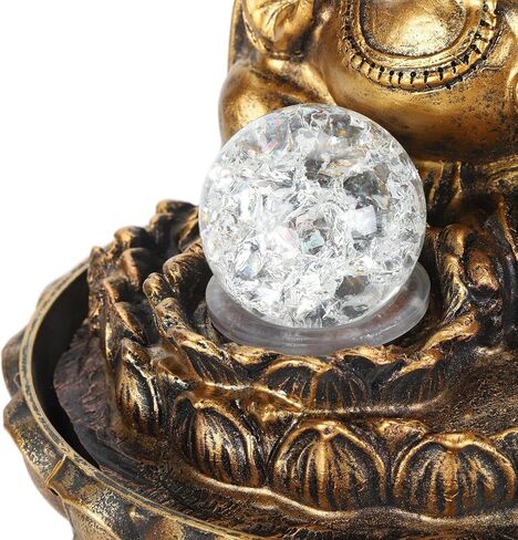 Desktop Water Fountain, Southeast Asia Style LED Adjustable Flow Buddha Fountain with Soothing Waterfall Sounds for Home Office Relaxation Decor in Kuwait