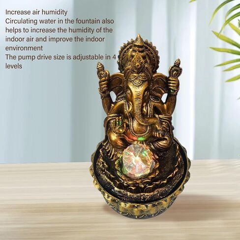 Desktop Water Fountain, Southeast Asia Style LED Adjustable Flow Buddha Fountain with Soothing Waterfall Sounds for Home Office Relaxation Decor in Kuwait