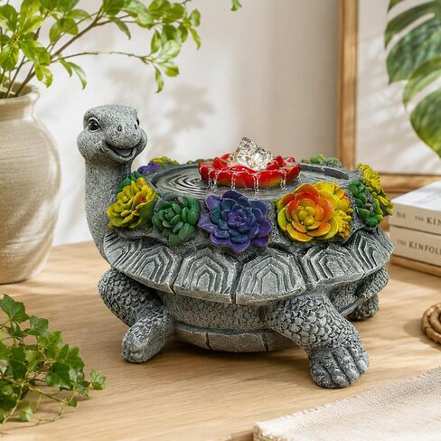 Turtle Tabletop Waterfall Fountain with LED Lights – 11″ Desktop Home Office Decor, Quiet Indoor Water Feature Humidifier, Feng Shui Lucky Turtle Gift in Saudi Arabia