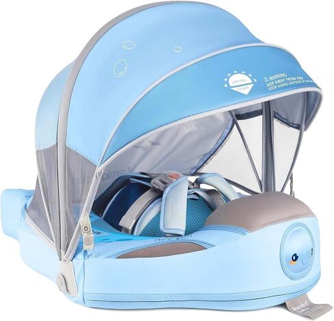 Mambobaby Baby Pool Float with Removable Sun Canopy - Non Inflatable Infant Swim Float with Anti-Flip Tail Design, Waterproof & Skin-Friendly Baby Float for Swimming (3-24 Months) in Saudi Arabia