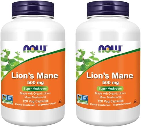NOW Foods Supplements Lion's Mane 500 mg Super Mushroom Made with Organic Lion's Mane Mushrooms 120 Veg Capsules in Kuwait