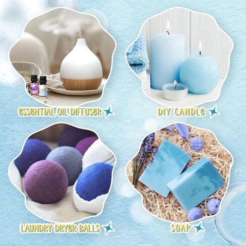Clean Essential Oils Set, SoulOrigin Fragrance Oil Gift Set for Oil Diffusers, Scented Oils 6x10ml - Beach Sage Laundry Detergent, Citrus Burst, Lavender Fields, Fresh Linen, Warm Petals, Fresh Cotton in Saudi Arabia