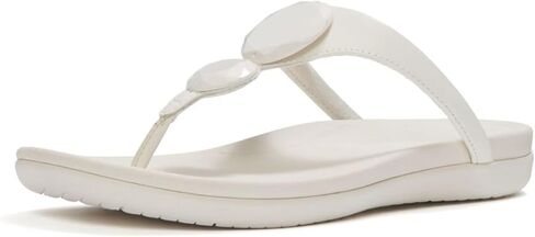 صنادل SOLAY النسائية من FitFlop بمقدمة لامعة - شبشب صيفي خفيف الوزن مع راحة مبطنة ودعم للقوس وقبضة in Kuwait
