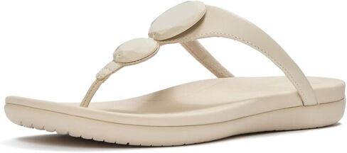 صنادل SOLAY النسائية من FitFlop بمقدمة لامعة - شبشب صيفي خفيف الوزن مع راحة مبطنة ودعم للقوس وقبضة in Kuwait