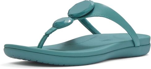 صنادل SOLAY النسائية من FitFlop بمقدمة لامعة - شبشب صيفي خفيف الوزن مع راحة مبطنة ودعم للقوس وقبضة in Kuwait
