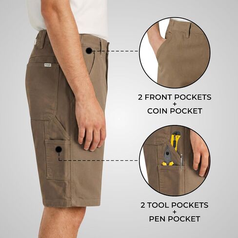 شورت Wrangler Carpenter للرجال كبير وطويل، شورت عمل متين ثقيل الوزن مع جيوب متعددة الاستخدامات، شورت كارجو رجالي in Kuwait